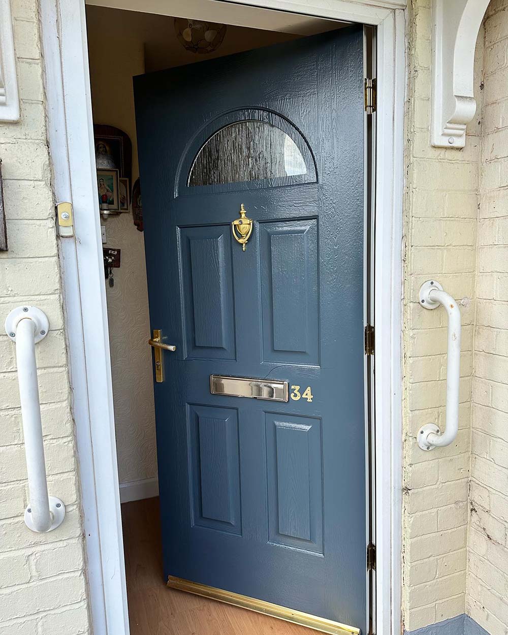 Front door sprayed anthracite grey